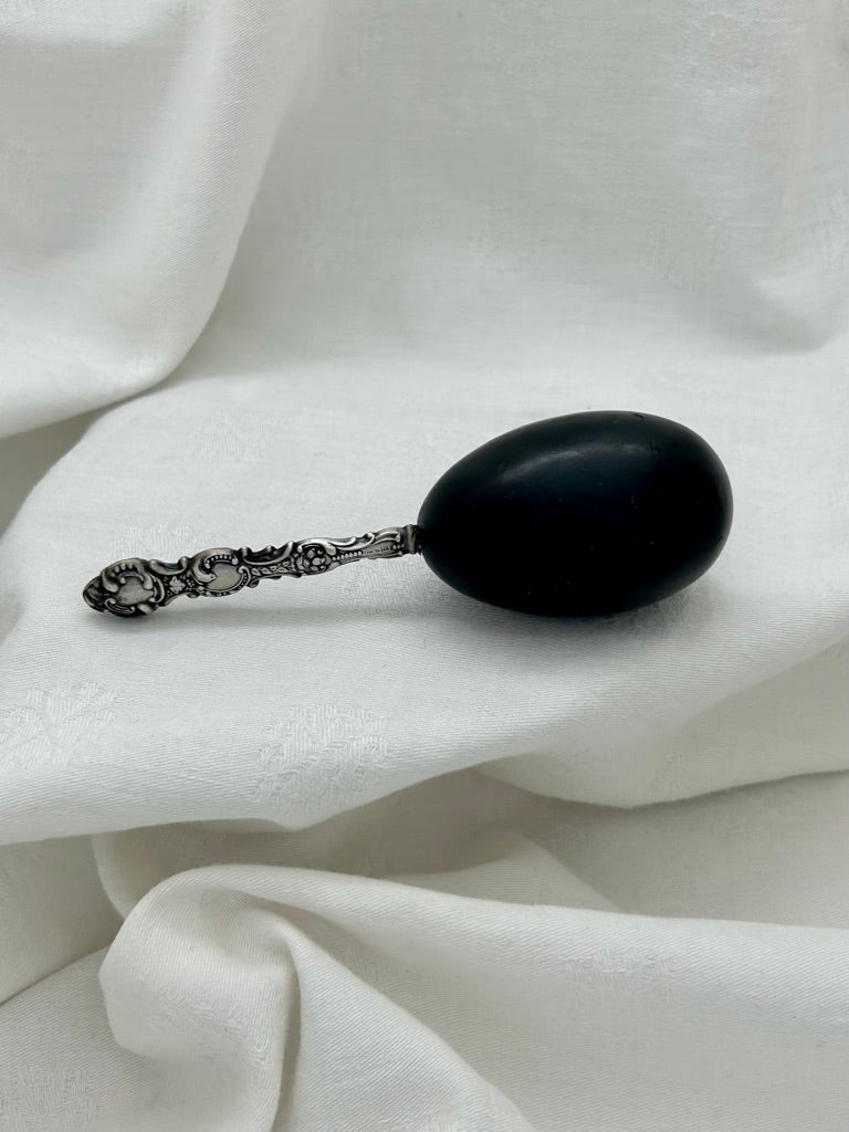 Ebony Darning Egg with Sterling Silver Handle