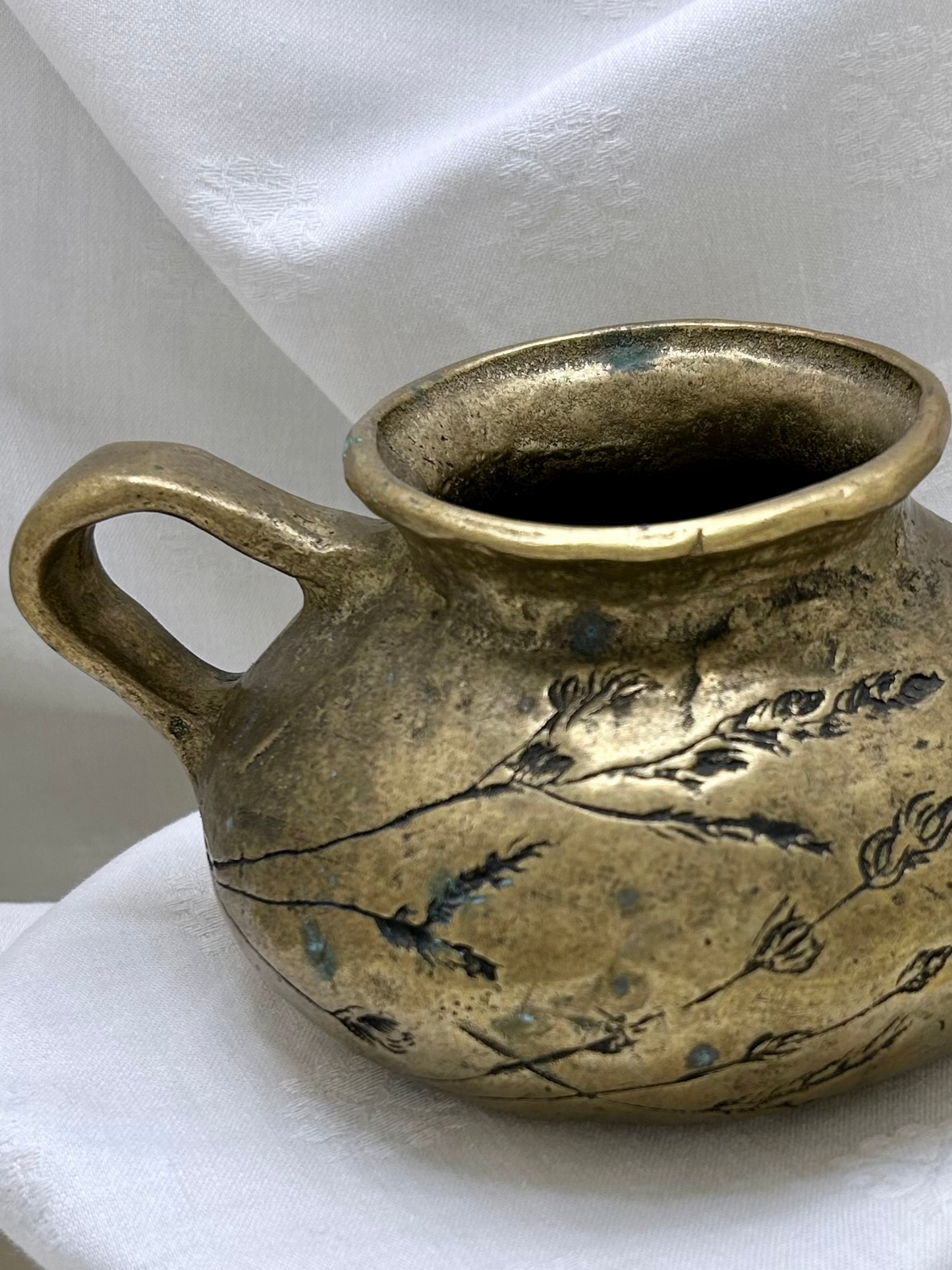 Brass Jug with Harvest Wheat Pattern