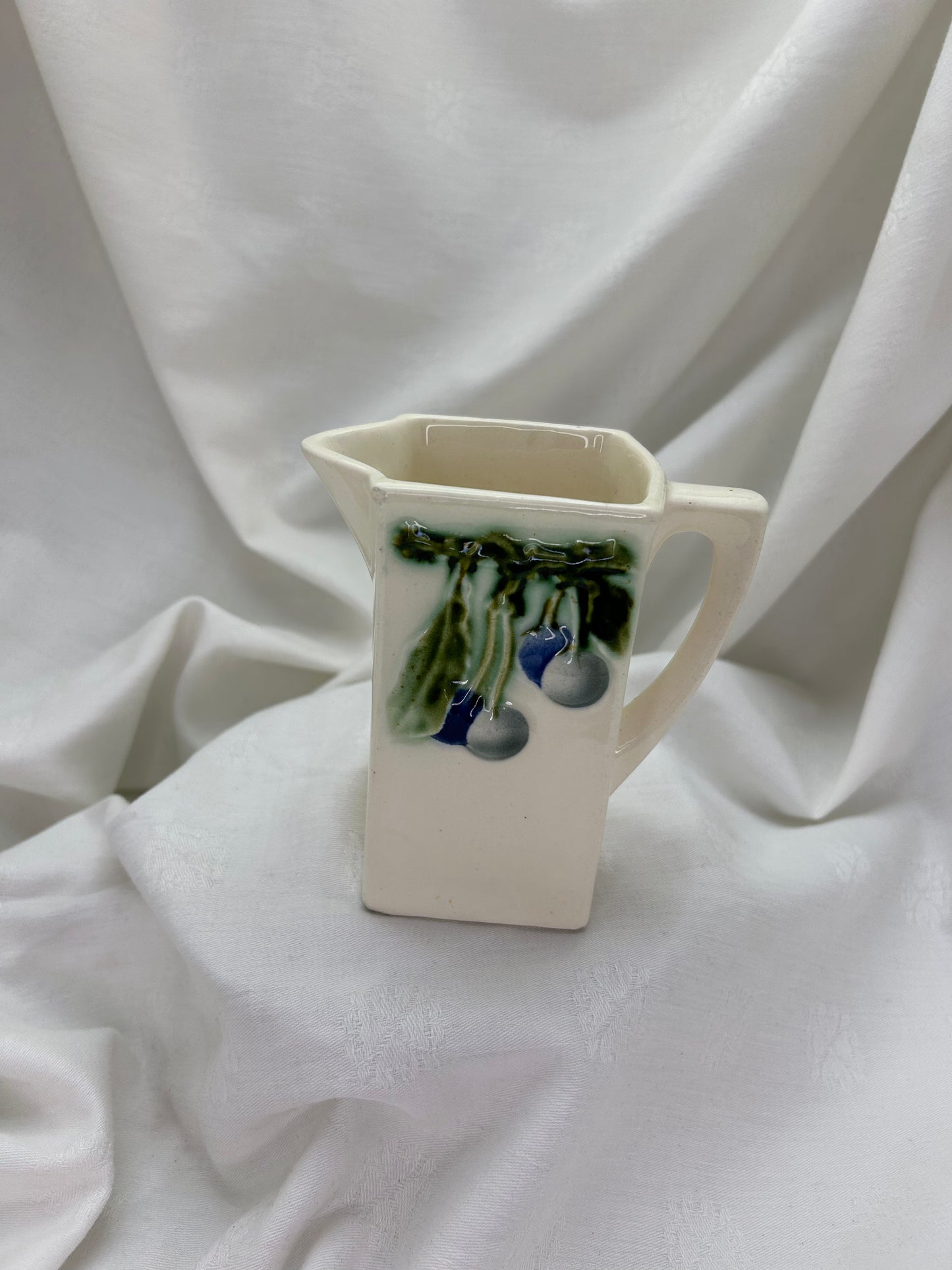 Cherries of Blue Ceramic Vintage Jug