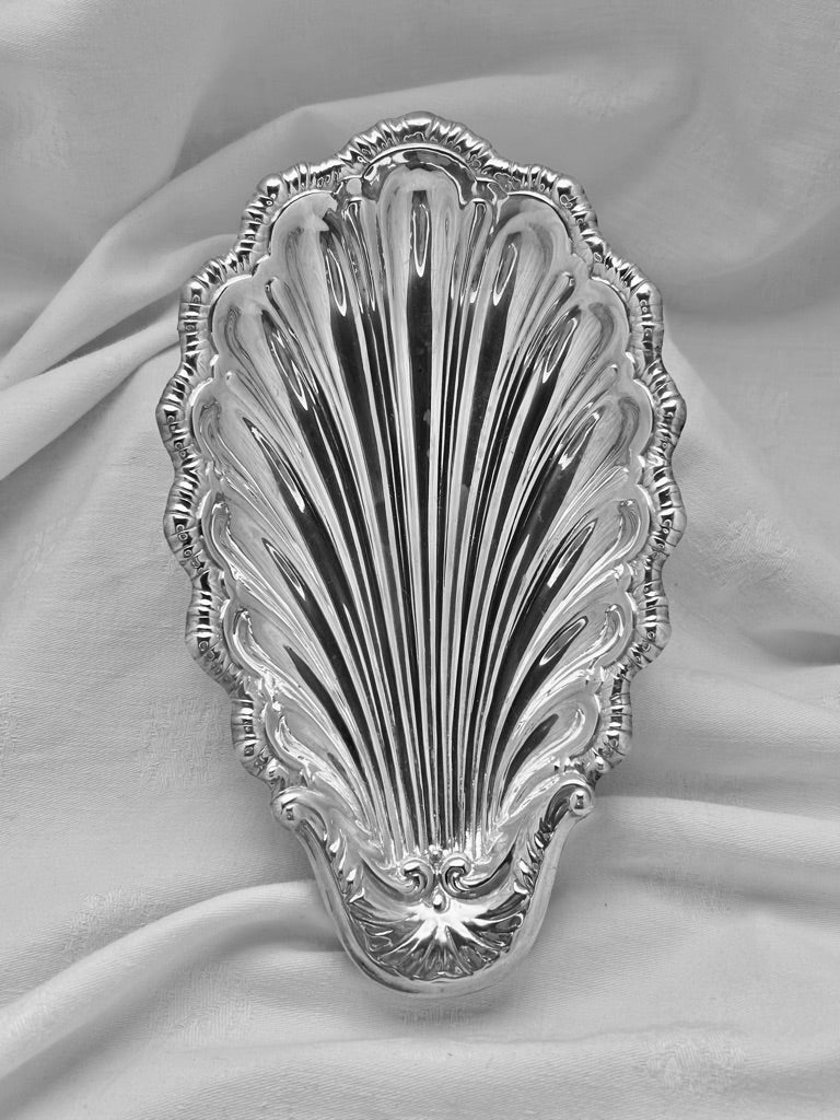 Silver-Plated Shell Dish with Dolphin Feet