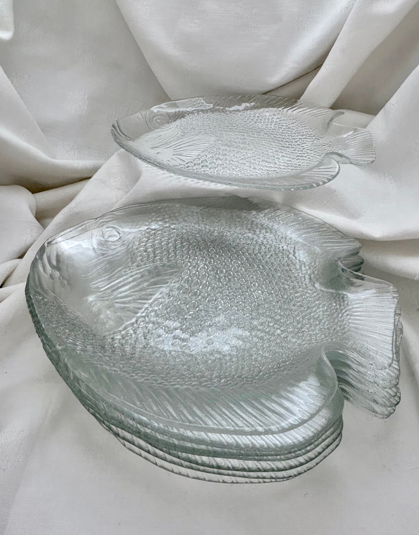 French 1970's Acoroc Glass Fish Plates