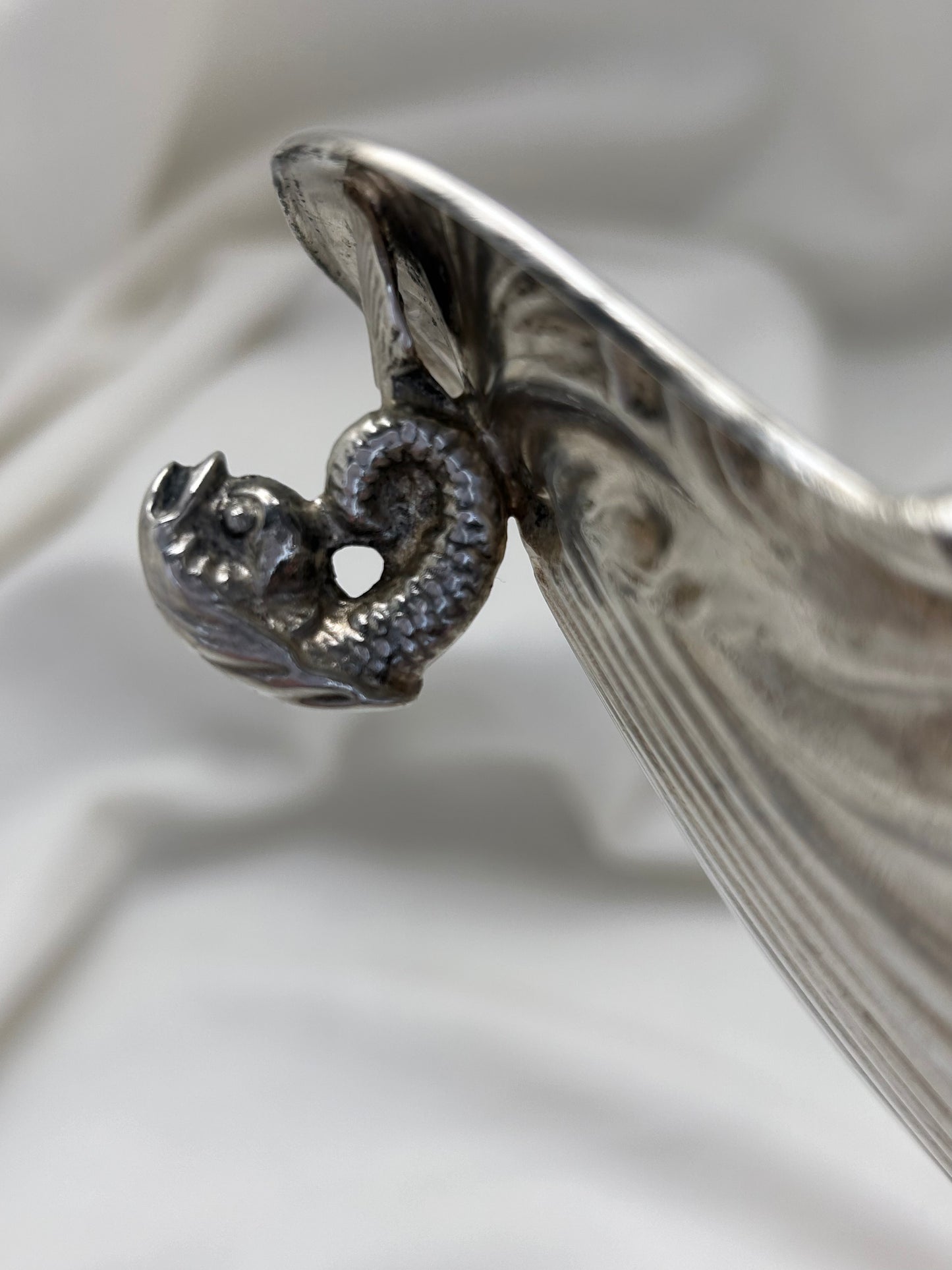 Silver-Plated Shell Dish with Dolphin Feet