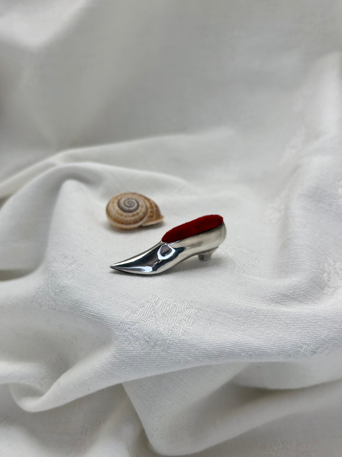 Tiny Victorian Silver Pin Cushion Shoe