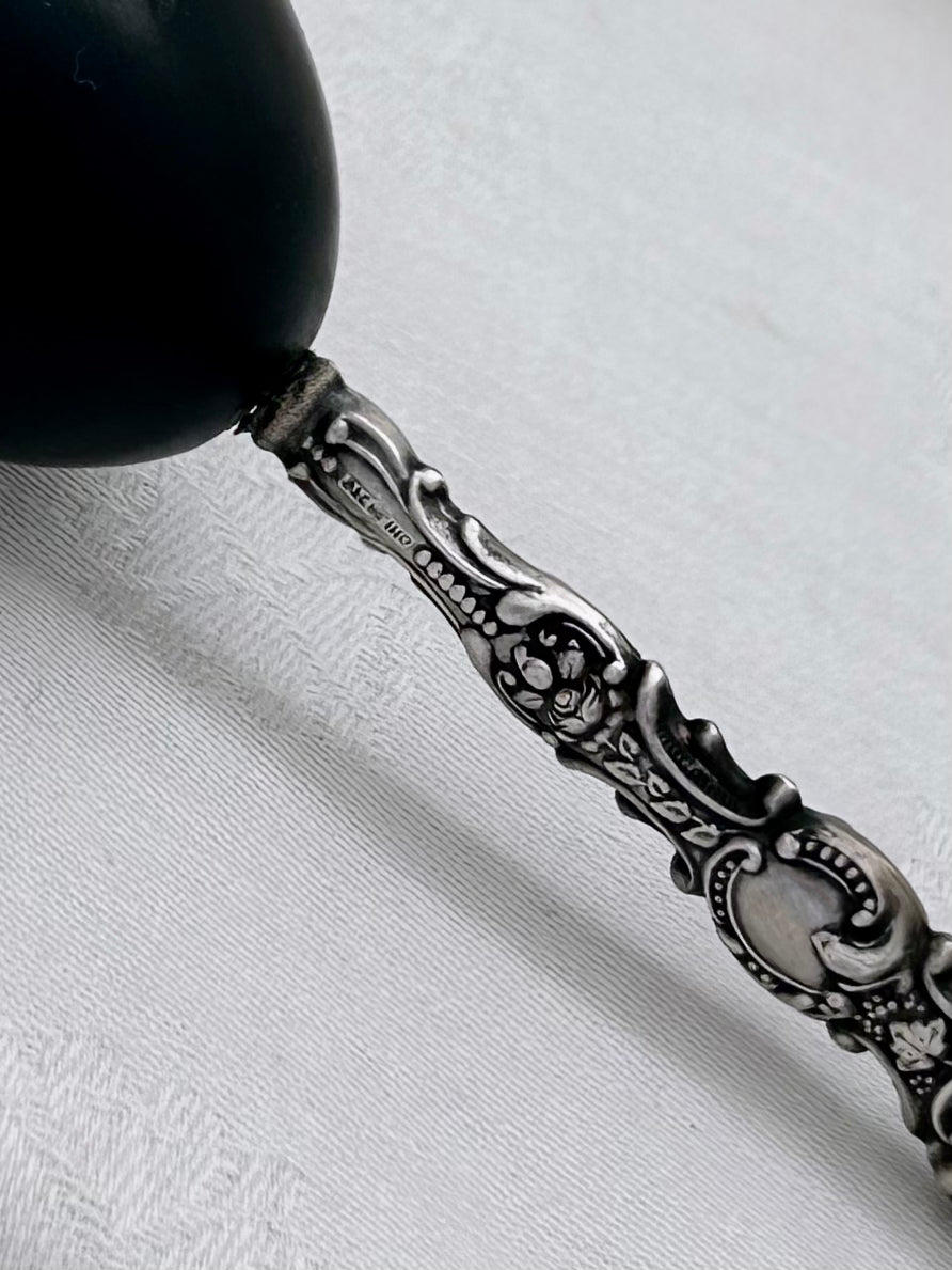 Ebony Darning Egg with Sterling Silver Handle