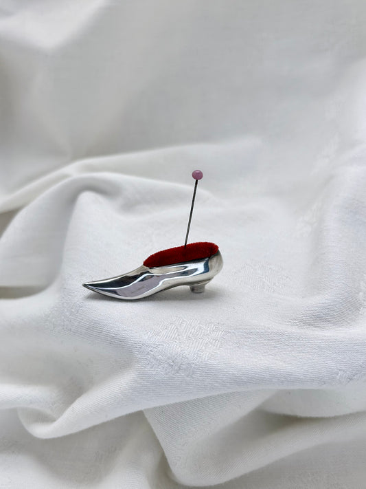 Tiny Victorian Silver Pin Cushion Shoe