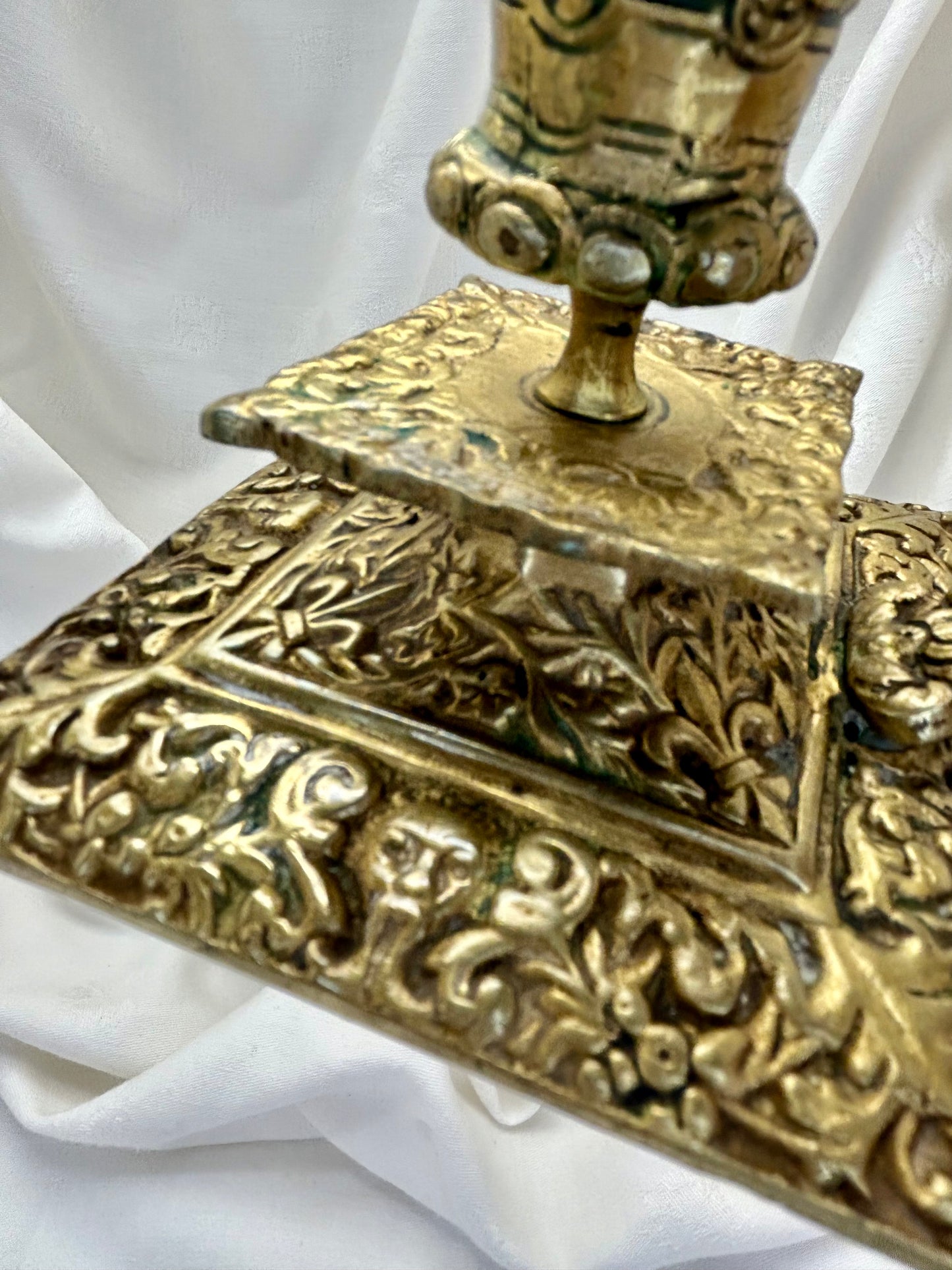 Brass Candle Holder with Venetian Motifs