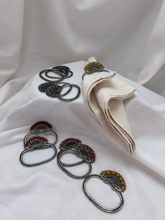 Puter Painted Floral Napkin Rings